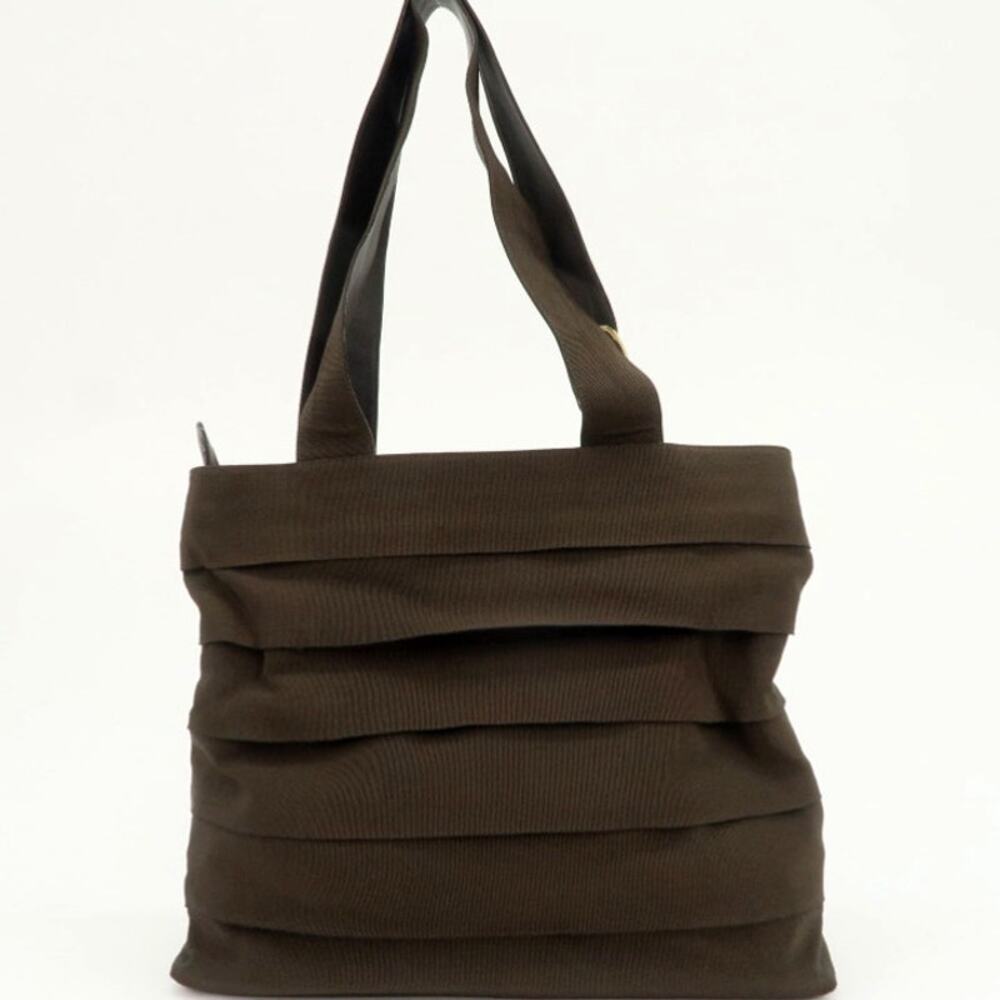 💎✨Beautiful✨💎Authentic Ferragamo Vara Logo Canvas Tote Bag Shoulder Bag Brown - Picture 2 of 15